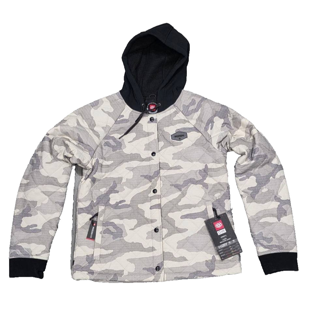 686 Women Laurel Insulated Y2K hooded Jacket Medium White Camo A004040